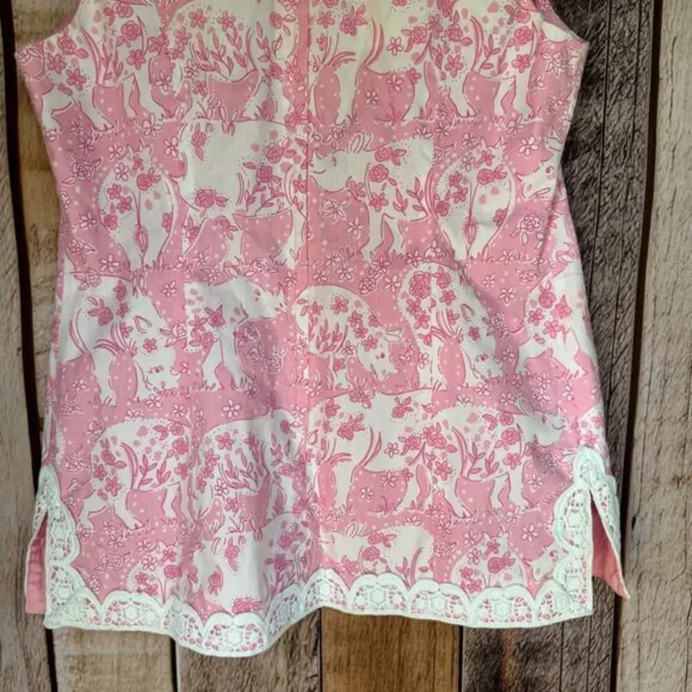 Lilly Pulitzer Top Sleeveless White‎ Label Run for the Roses Rhino Derby Size 8 - Picture 6 of 7